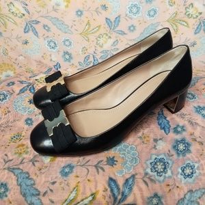 Tory Burch black leather Gemini Gold T Link Grossg